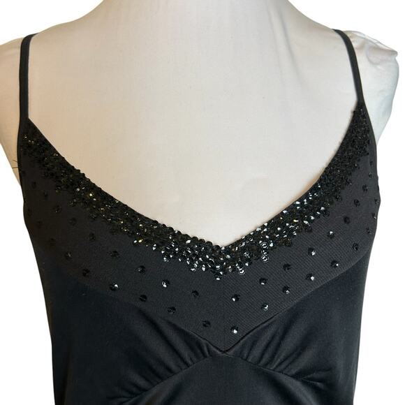 Ted Baker Silk Cami Top Womens Size  8 Black Designer Sequins Rhinestones Sexy - Picture 2 of 10